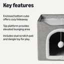 Amazon Basics Cat House 1 Story, Foldable Cat Condo with Sisal Scratch Pad, Grey