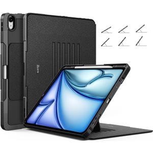 ZtotopCases for New iPad Air 13 Inch M3 2025 & M2 2024 &/12.9 inch 3rd Generation 2018, Auto Wake/Sleep, Multiple Viewing Angles Cover with Apple Pencil Charging, Full Protective for Table, Black