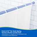 Kenney KN609L/68 Twist & Fit No Tools Spring Tension Standard Shower Curtain Rod with Non-Slip, Non-Scratch Ends, 42-72" Adjustable Length, Easy Install, Blue, 1" Diameter Rust Resistant Steel Tube