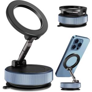 Vacuum Magnetic Suction Phone Holder360 Adjustable Magnetic Car Phone Holder ,Foldable and Retractable Hands-Free Suction Cup Phone ,Phone Holders for Your Car/Gym/Mirror Mount for iPhone & Android