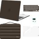 MOSISO Compatible with MacBook Air 13 inch Case M5 2026 M4 2025 M3 M2 2024-2022 A3449 A3240 A3113 A2681, Hard Case&Puffy Bag&Keyboard Cover&Webcam Cover&ScreenFilm for MacBook Air 13.6, Beige Brown