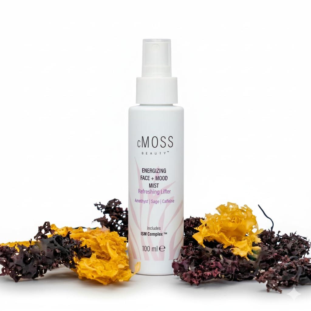 Sea Moss Infused Face and Mood Lifting Mist with Real Amethyst, Caffeine, Sage, and Hyaluronic Acid to Tighten, Brighten Skin and Calm Emotions