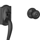 Schlage F60 ADD 622 GEO Addison Front Entry Handleset with Georgian Knob, Deadbolt Keyed 1 Side, Matte Black