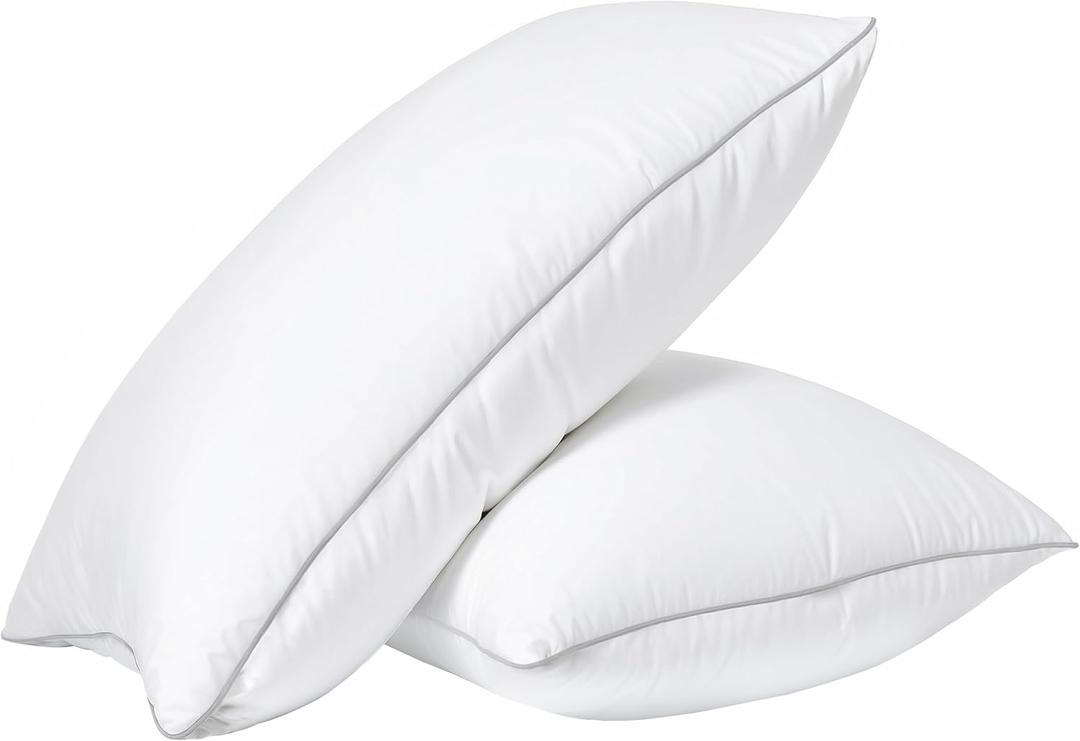 Casa Platino Standard Pillows Set of 2 - Cozy Soft & Firm Bed Pillow for Side Sleepers & Back Sleepers - Down Alternative Pillows Standard Size Set of 2 - White