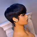 Pixie Cut Wig Human Hair Short Pixie Wigs for Black Women Glueless Pixie Wig Short Layered Brazilian Virgin Human Hair Wigs For Women Color 1b