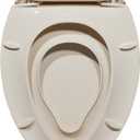 19" Elongated Almond Toilet Seat for Adult and Child, Built-In Potty Training Seat with Soft Quiet Close Non-Slip Design, Magnetic Kids Seat and Cover for Elongated/Oval Toilets, Easy to Install