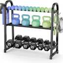 3 Tier Dumbble Rack - 360LB Capacity Adjustable Dumbbell Storage Rack Space-Saving Home Gym Weight Rack For Dumbbells And Kettlebells With Hooks (Dumbbell Rack Stand Only)