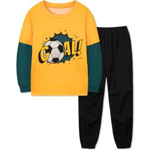 mikiumkee 5-6T Toddler Boys Clothes Long Sleeve T-Shirt Tops Sweatsuit Pants 2Pcs Fall Winter Toddler Boys 5-6T Outfits