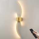KARTOOSH Battery Operated Wall Sconce with Remote Control, Stepless Colors 3000K-6000K & Dimming, LED Gold Wireless Wall Light for Living Room, Hallway, Bedroom, 39.3 Inch (1 Pack)