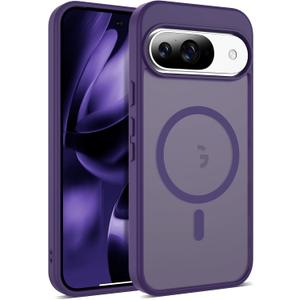 Compatible with Google Pixel 9 Case & Google Pixel 9 Pro Case with Magnetic [Compatible with Mag-Safe] Slim Translucent Matte Phone Cases with Anti-Fingerprint Tech, Purple
