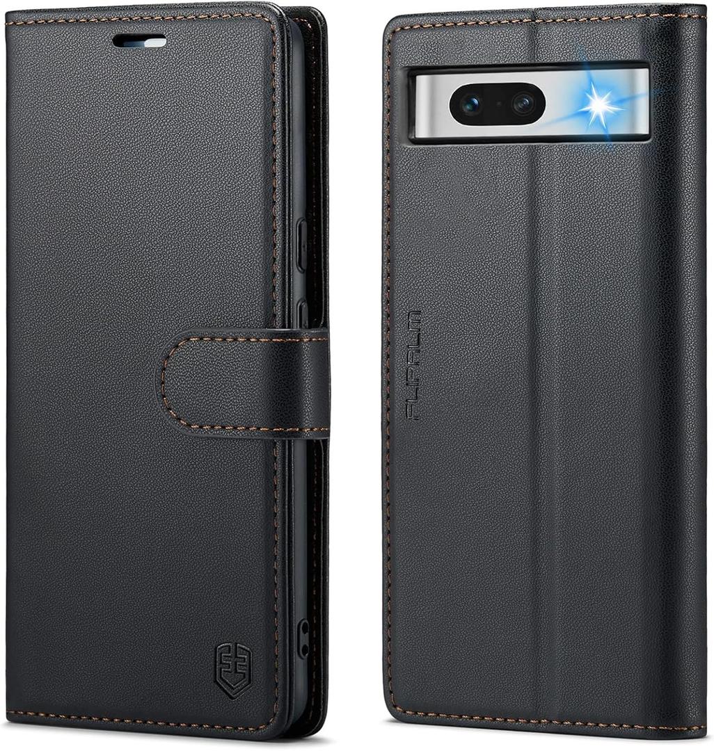 FLIPALM Wallet Case for Google Pixel 8a, RFID Blocking Credit Card Holder, PU Leather Folio Flip Kickstand Protective Shockproof Cover for Pixel 8a (Black)