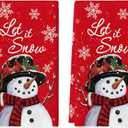 Artoid Mode Red Snowman Let It Snow Winter Kitchen Towels Dish Towels, 18x26 Inch Seasonal Christmas Decoration Hand Towels Set of 2