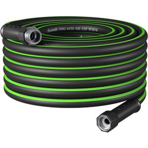 DEWENWILS Garden Hose 5/8"  50ft, Heavy Duty, Flexible, Lightweight Hybrid Water Hose with Swivel Handle in Solid Aluminum Fittings, No Kink, CE & RoHS Listed, Black+Green