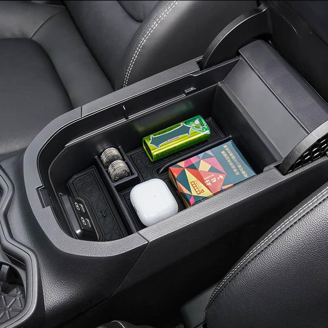 2 x Center Console Organizer Tray Compatible with Toyota RAV4 2025 2024 2023 2022 2021 2020 2019 Armrest Storage Box Insert Tray Secondary Interior Accessories