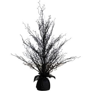 Nearly Natural 3ft. Pre-Lit Halloween Black Twig Artificial Fall Tree in Burlap Planter with 52 Warm White LED Lights