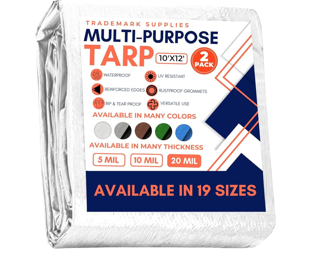 Large Waterproof Tarp - Heavy Duty 20 Mil Thick Poly Tarpaulin Ideal for Canopy Tents, Boats, RV or Pool Covers - Multipurpose Protective Tarps with Grommets for Indoor, Outdoor Use | 25× 45 1 Pack
