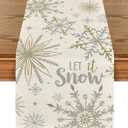 Artoid Mode Beige Snowflake Let It Snow Winter Table Runner, Seasonal Christmas Kitchen Dining Table Decoration for Home Party Decor 13x60 Inch