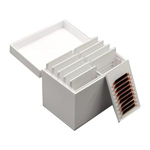 Acrylic 10 Layers Eyelases Extension Storage Box, Grafting Eye lashes Close-Packed Display, Makeup Organizer False Eyelashes Glue Pallet Holder with 10 Pallets (White without Eye)
