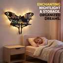 Crystal Display Shelf Wall Moon Shelves Luna Moth Hamsa Hand Holder Floating Wall Mounted Decorative Crystal Shelf (Moth-15 * 10.8inch/38.5 * 27.5cm)