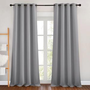 NICETOWN Silver Grey Curtains 96 inches Long, Grommet Thermal Insulated Blackout Curtains Privacy Window Treatments for Boys Room/Living Room, W46 x L96, 2 Panels