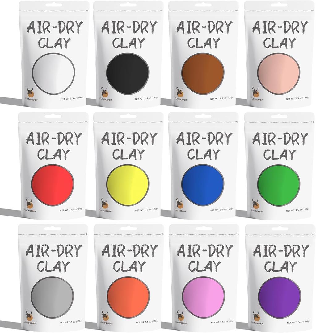 Cutedeer Air Dry Modeling Clay - 12 Colors, 2.6lb Soft Foam Molding Clay, DIY Creative for Kids Adults Arts & Crafts Project Supplies(2.6lb - 12 Colors)