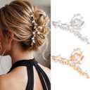 CAKURE Gold Claw Clip Fancy Hair Clips Rhinestone Hair Claw Clips Sparkly Hair Accessories for Women (Pack of 2) (a-gold&silver)