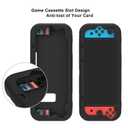 Teyomi Protective Silicone Case for Nintendo Switch, Grip Cover with Tempered Glass Screen Protector, 2 Storage Slots for Game Cards, Shock-Absorption & Anti-Scratch (Black)