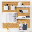 RIVTUN Pegboard Combination Kit for Wall Organizer, Wall Mounted Peg Board Kits for Kitchen, Bedroom, Office, &Bathroom, 4 Pieces White Pegboards and 14 Accessories, 22" x 22"