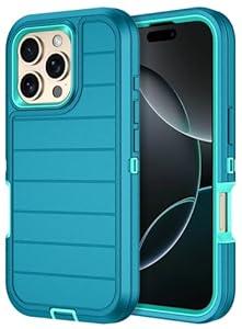 Casenplaza for iPhone 16 Pro Max Case Heavy Duty Shockproof Dropproof 3Layer Full Body Protection Military Grade Rugged Tough NonSlip Cover Case for Apple iPhone 16 Pro Max 6.9",Turquoise