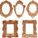 ZHMEINA Vintage Mini Picture Frames, 5PCS Small Gold Frames Baroque Antique Resin Photo Frame Table Top Frame DIY Wall Hanging for Jewelry Display Photography Christmas Holiday Party Decoration