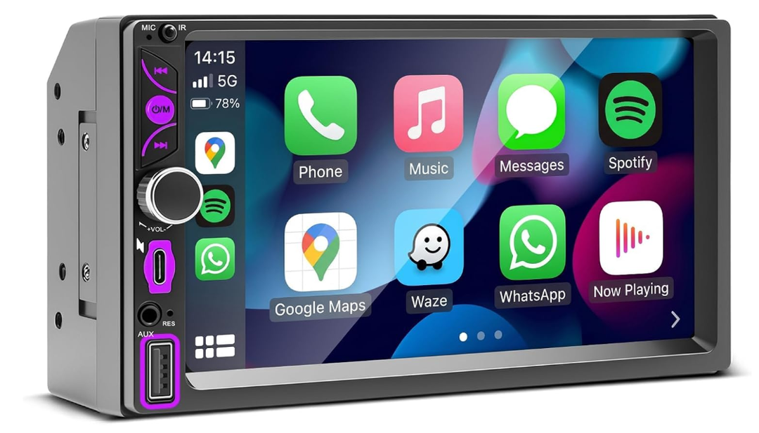 Double Din Car Stereo Carplay Radio Screen for Car Audio Receivers, Bluetooth Car Play Android Auto Touchscreen, Mirror Link, FM