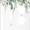 Decorative Outlet Covers Green Eucalyptus Leaves Rustic Sage Botanical 2 Gang Wall Plate Cover Single Toggle Duplex Combo Two Switch Light Switch Cover Plate Jumbo Dual Electrical Face Plate