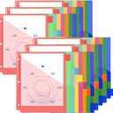 XUCHUN 8-Tab Binder Dividers with Pockets, Plastic Tab Dividers for 3 Ring Binder Organizer,3 Hole Sheet Protectorsh for US Letter Size in 0.5,1,2,3 inch Binders6 Sets (Multicolor)