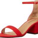 Amazon Essentials Women's Two Strap Heeled Sandal (7, Bright Poppy Red)