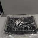 Pumokc Dish Drying Rack, Expandable Large Capacity 2 Tier Dish Drying Rack, Stainless Steel Dish Drainer with Utensil Holder, Adjustable Width for Kitchen Counter, Black