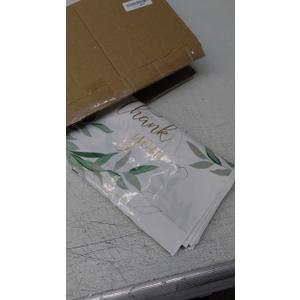 50 Pack Thank You Bags for Small Business 15"x12" Reusable Plastic Boutique Shopping Gift Bags with Handle 2.76 Mil Thick (Sage Green)