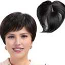 Short Clip in Human Hair Bangs,(Black+Short Hair)