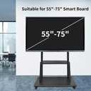 Smart Board Stand for 55"-75" Interactive Whiteboard, Adjustable Mobile Stand with Four Lockable Wheels, Storage Shelf, Designed for Versatile Classroom, Home, Office