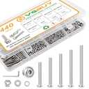 VGBUY 440pcs M3 Screw Assortment Kit, M3 Screws Bolts for 3D Printer DIY, Hex Button Head Cap Screws Bolts Nuts Washer Kit, 304 Stainless Steel, 25/30/35/40/45mm