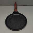 ESLITE LIFE 9.5 Inch Crepe Pan with Spreader, Nonstick Ceramic Flat Skillet Dosa Tawa Comales Para Tortillas Pancake Pan, PTFE & PFOA Free, Black