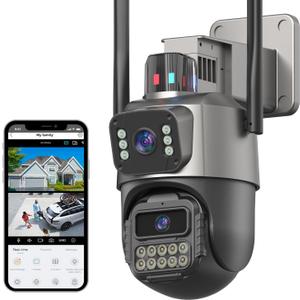 6MP Dual Lens Security Camera Outdoor, Home Security System HD Surveillance,Auto Human Tracking, IP66 Waterproof 360 View, Color Night Vision, 2.4G WiFi, 2-Way Audio, SD/Cloud Storage, Corded Power 6MP Dual Lens Security Camera Outdoor, Home Security System HD Surveillance,Auto Human Tracking, IP66 Waterproof 360 View, Color Night Vision, 2.4G WiFi, 2-Way Audio, SD/Cloud Storage, Corded Power