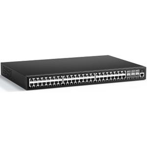 48 Port Gigabit Managed Network Switch with 6 Port Uplink 10Gbps SFP+, YuanLey 54 Port L3 Smart Managment Ethernet Switch, Desktop or Rackmount, Compatible for Cisco, Netgear