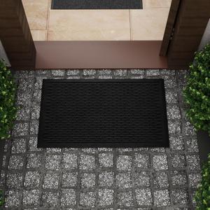 Ottomanson Heavy Duty Rubber Floor Mat  Non-Slip, Waterproof, Easy to Clean  Utility Rug for Entryway, Kitchen, Garage, or Patio  Stain Resistant, Hose Washable  18" x 30", Black