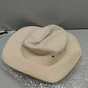 Cowboy Hat for Men Western Cowgirl Hat for Women Unisex Wide Brim Felt Fedora Hats Classic Cowboy Hats with Buckle Belt (Beige)