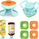 Bottle Emptying Cap, 2 Pack Bottle Emptying Kit Fits Most Plastic Bottles, Upside Down Flip Bottles Dispenser Cap Kit To Get Out Every Drop Of Shampoos Lotions - No More Wastes, 4 Caps 24mm+28mm