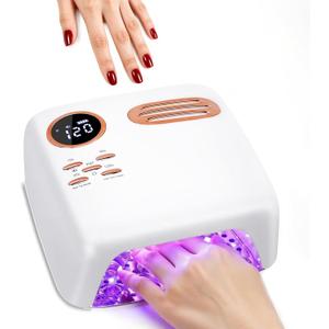 UV LED Nail Lamp for Gel Polish 72W Rechargeable Gel Nail Lamp Cordless Nail Dryer with Replaceable Light Board UV Light for Gel Nails for Home and Salon UseWhite