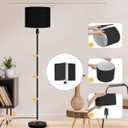 Floor Lamp Black, Standing Lamp, 58" Tall Lamps for Living Room, Simple Pole Lamp with Black Lampshade, On/Off Foot Pedal, Bright Dimming Light for Kids Room Bedroom Office Decor(Without Bulbs)