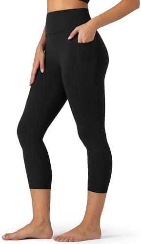 Colorfulkoala Dreamlux No Front Seam Capri Leggings with Pockets for Women - High Waisted 21" Buttery Soft Yoga Pants, S