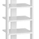 HOOBRO 8 Tiers Vertical Shoe Rack, Wooden Shoe Storage Organizer with Hooks, Narrow Shoe Tower for 8 Pairs, Space Saving, for Entryway, Living Room, Bedroom, White WT07XJ01G1