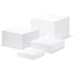 White Acrylic Cube Cupcake Dessert Display Stands, 5 Sides Nesting Risers Boxes, Square Acrylic Table Decorate Storage Cases for Parties, Weddings, Brunch, Outdoor, Events Display